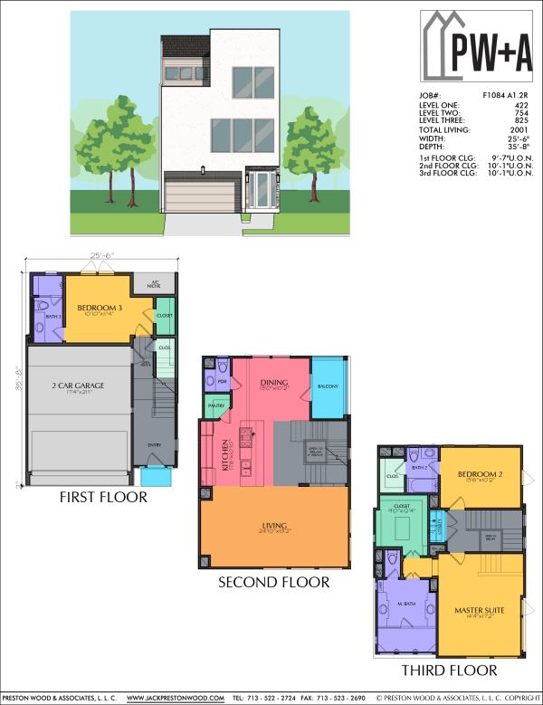 Three Story Townhome Plan F1084 A1.2