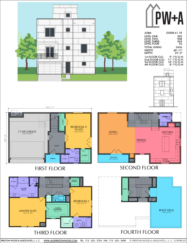 3 1/2 Story Townhome Plan E5008 A1.1R
