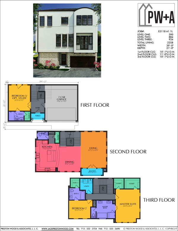 Three Story Townhome Plan E5118 A1.1