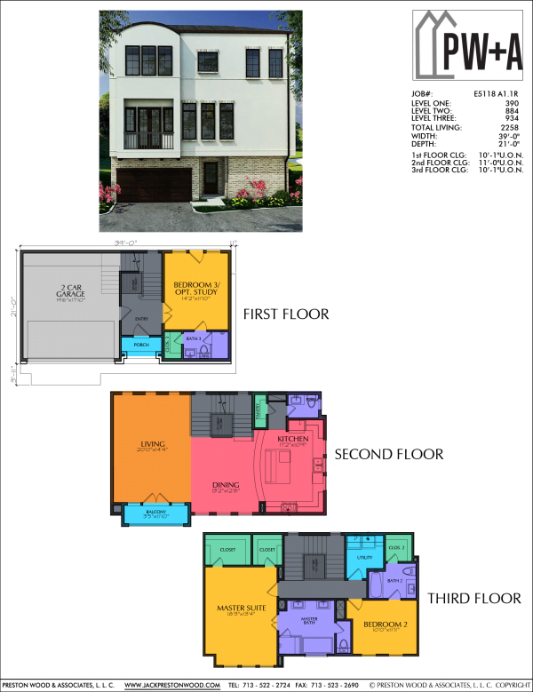 Three Story Townhome Plan E5118 A1.1