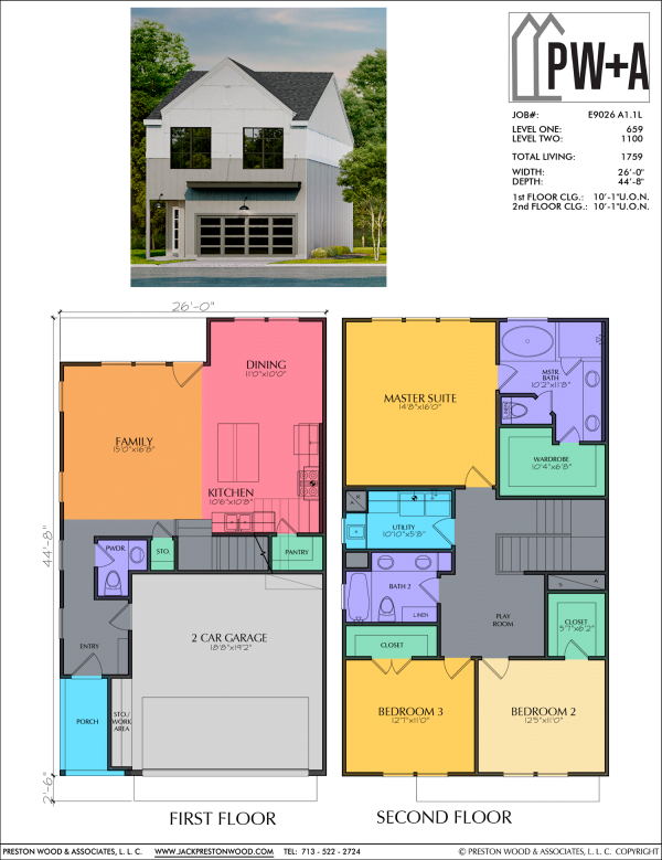 Two Story Small Home Plan E9026 A1.1