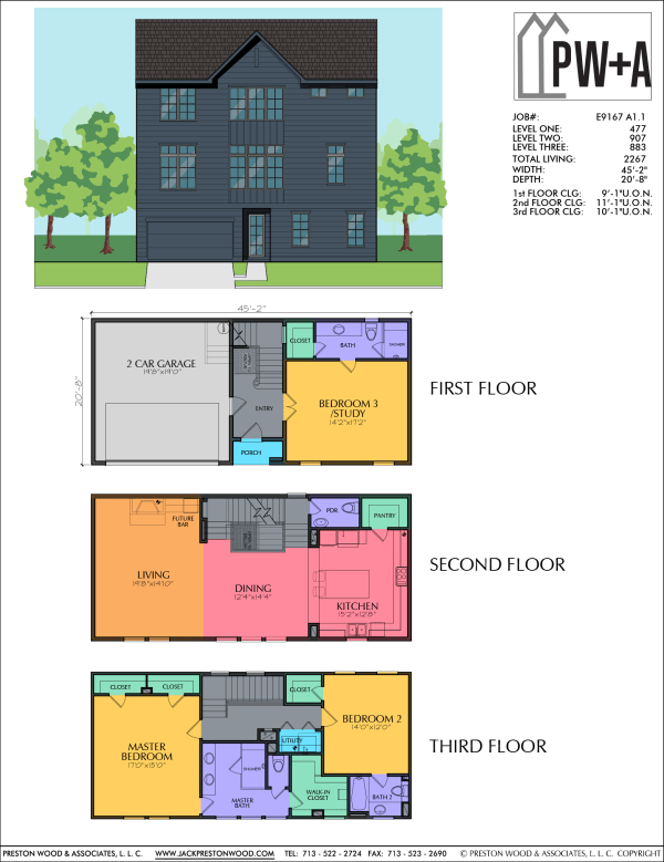 Three Story Townhome Plan E9167 A1.1