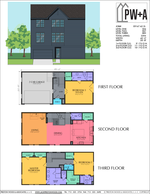 Three Story Townhome Plan E9167 A2.2