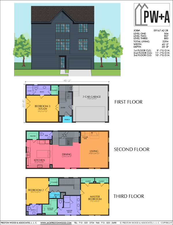 Three Story Townhome Plan E9167 A2.2