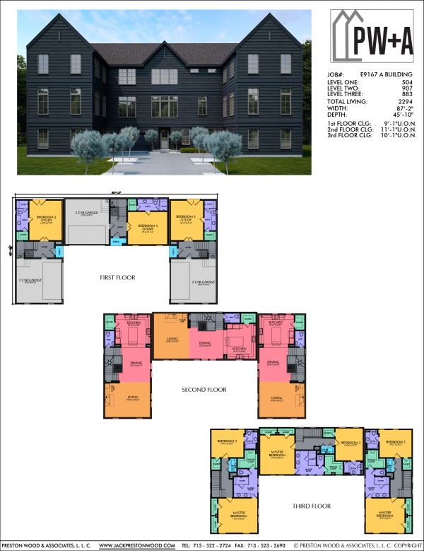 Three Story Townhome Plan E9167 A1.1