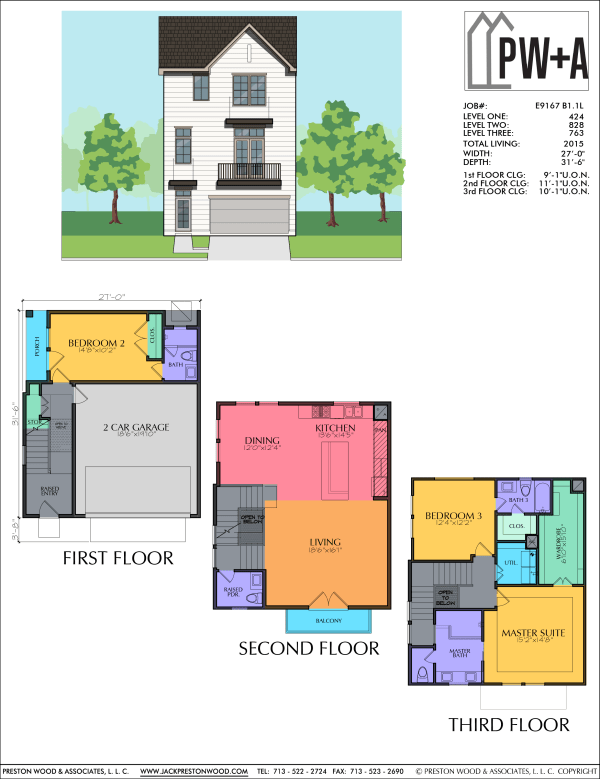 Three Story Townhome Plan E9167 B1.1