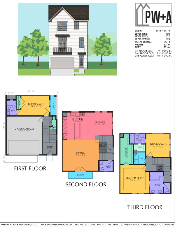 Three Story Townhome Plan E9167 B1.1
