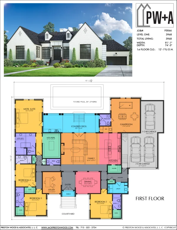 One Story Urban Home Plan F0066