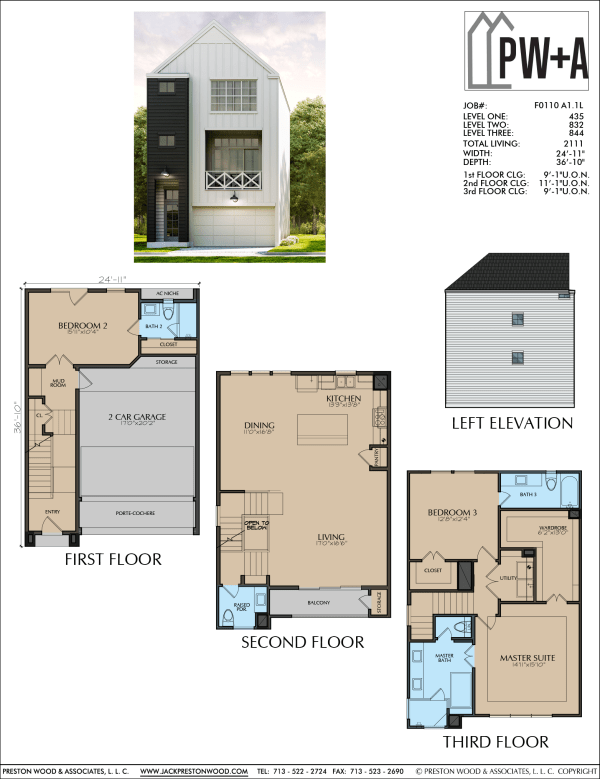 Three Story Townhome Plan F0110 A1