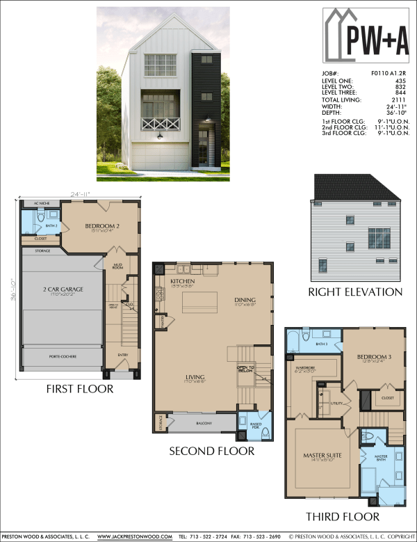 Three Story Townhome Plan F0110 A1