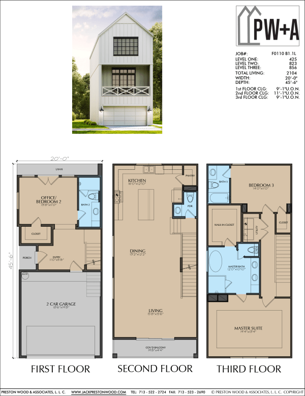 Three Story Townhome Plan F0110 B1.1