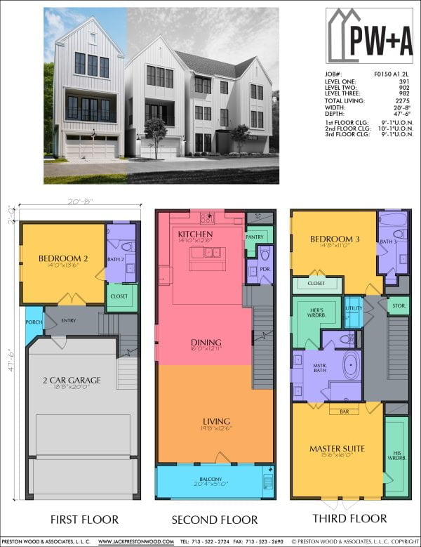 Three Story Townhome Plan F0150 A1.2L