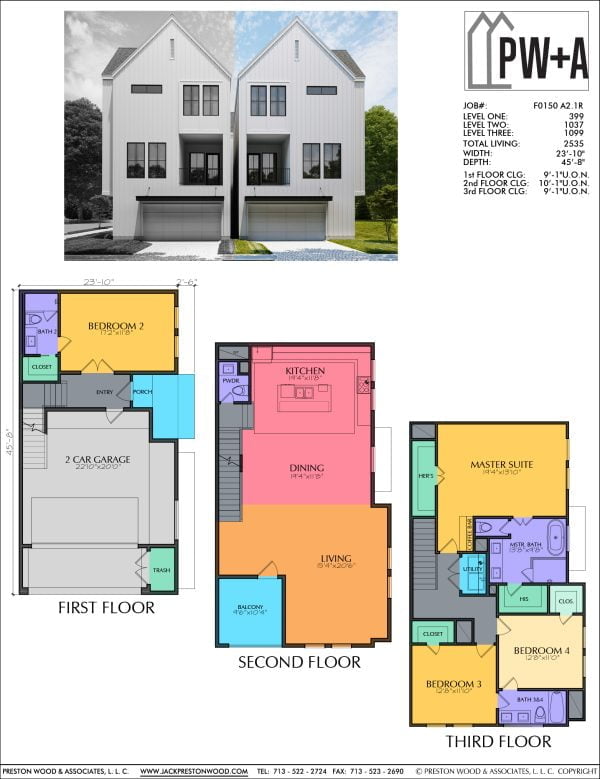 Three Story Townhome Plan F0150 A2.1