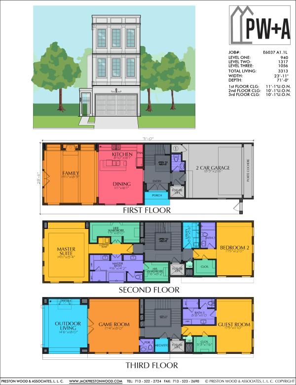 Three Story Townhome Plan E6037 A1.1