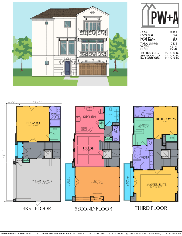 Three Story Townhome Plan E6058