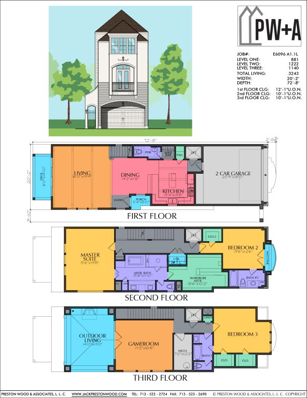 Three Story Townhome Plan E6096 A1.1