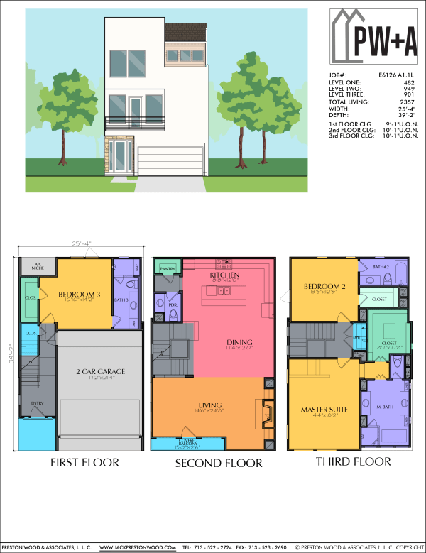 Three Story Townhome Plan E6126 A1.1