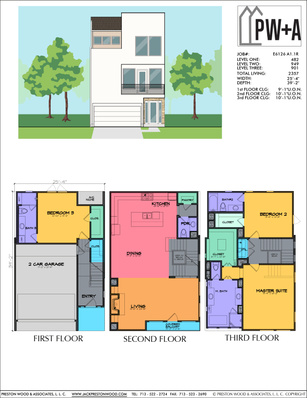 Three Story Townhome Plan E6126 A1.1