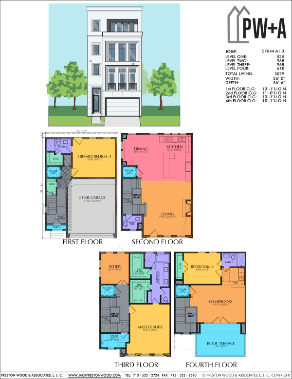 Four Story Townhome Plan E7044 A1.3