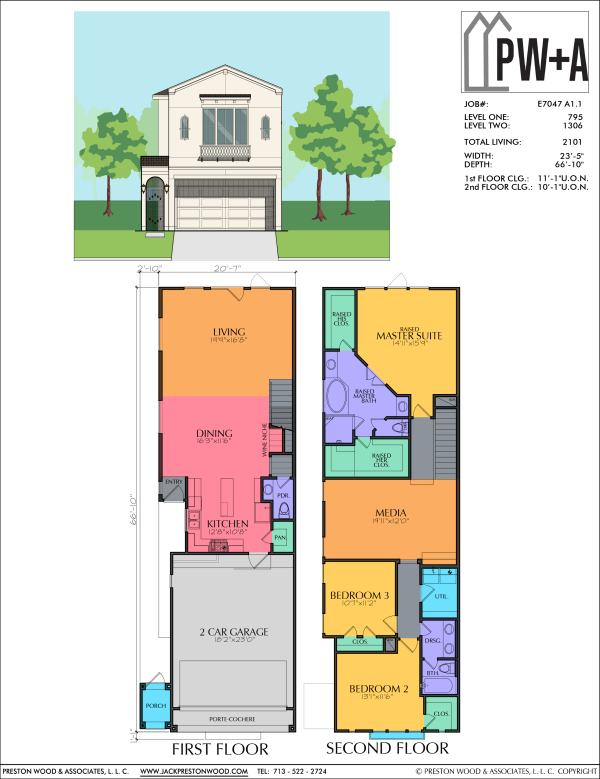 Two Story Townhome Plan E7047 A1.1