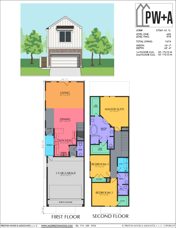Two Story Townhome Plan E7061 A1.1