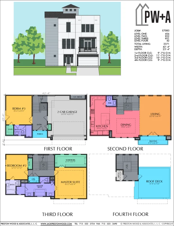 3 1/2 Story Townhome Plan E7083
