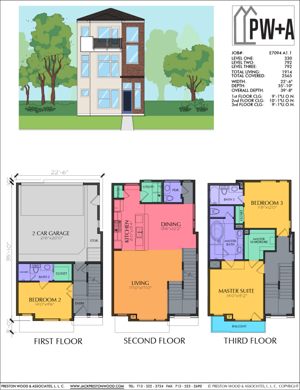 Three Story Townhome Plan E7094 A1.1