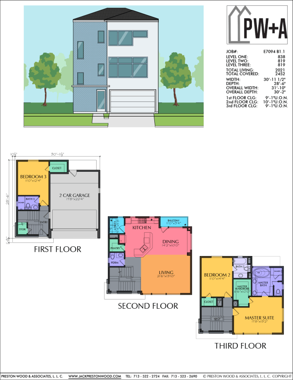 Three Story Townhome Plan E7094 B1.1