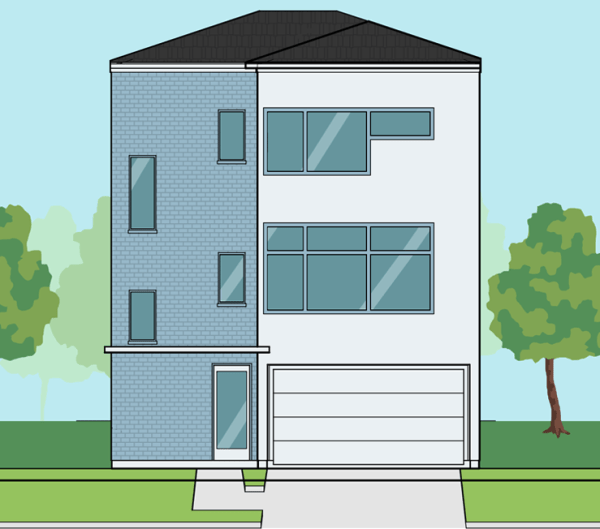 Three Story Townhome Plan E7094 B1.1