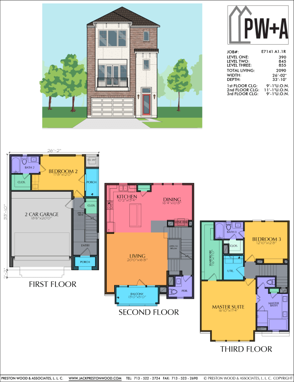 Three Story Townhome Plan E7141 A1.1R