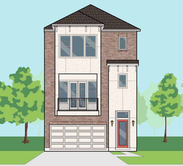 Three Story Townhome Plan E7141 A1.1R