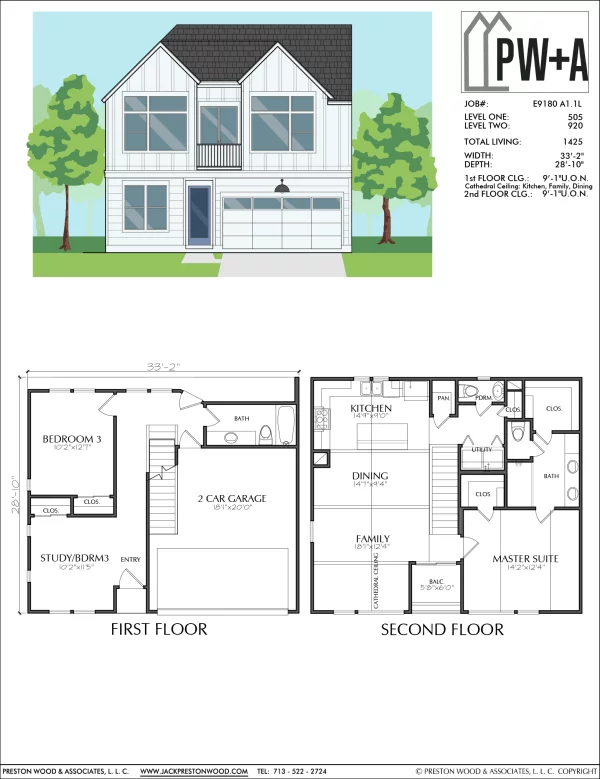 Two Story Small Home Plan E9180 A1.1