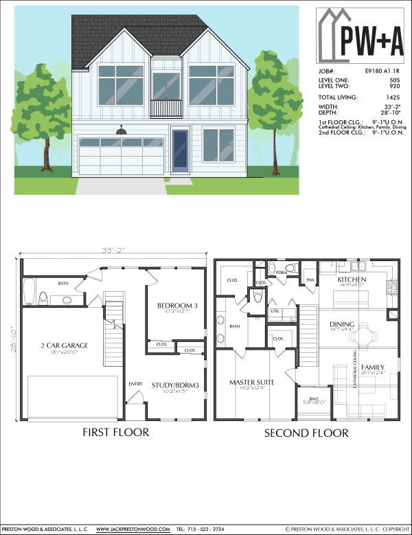 Two Story Small Home Plan E9180 A1.1