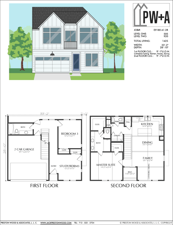 Two Story Small Home Plan E9180 A1.2R