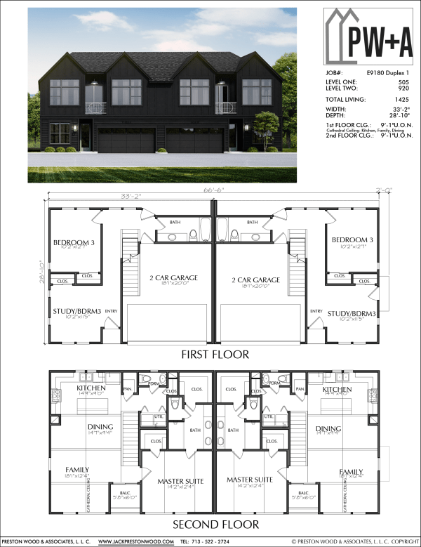 Two Story Small Home Plan E9180 A Duplex 1