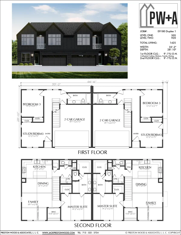 Two Story Small Home Plan E9180 A Duplex 1