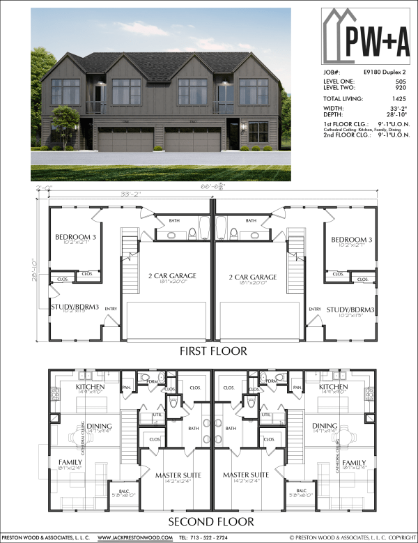 Two Story Small Home Plan E9180 A Duplex 2