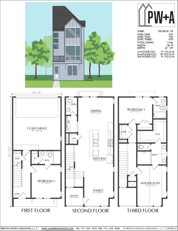Three Story Townhome Plan E9180 B1.1R