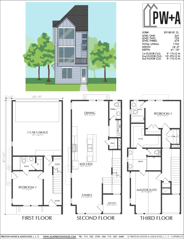 Three Story Townhome Plan E9180 B1.2L