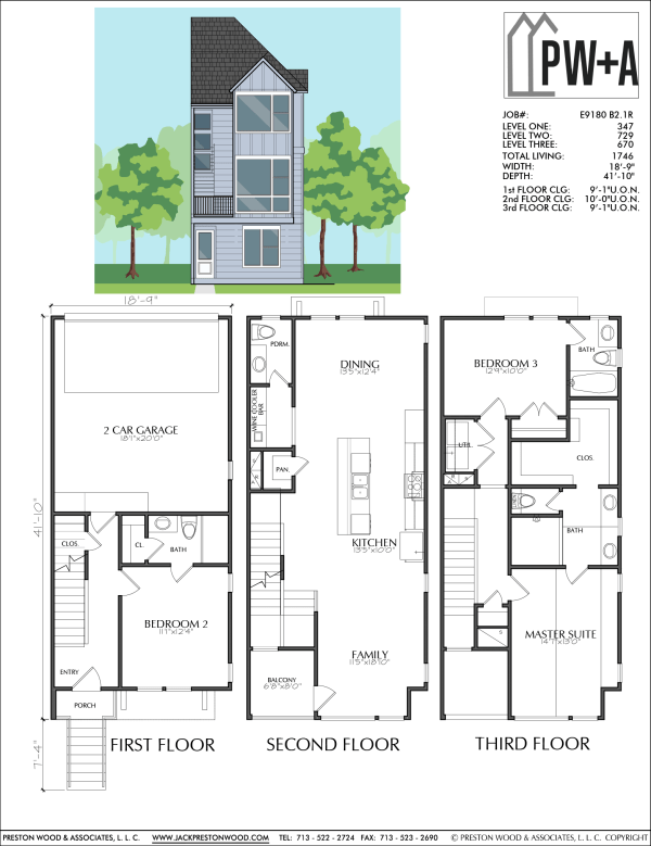 Three Story Townhome Plan E9180 B2.1