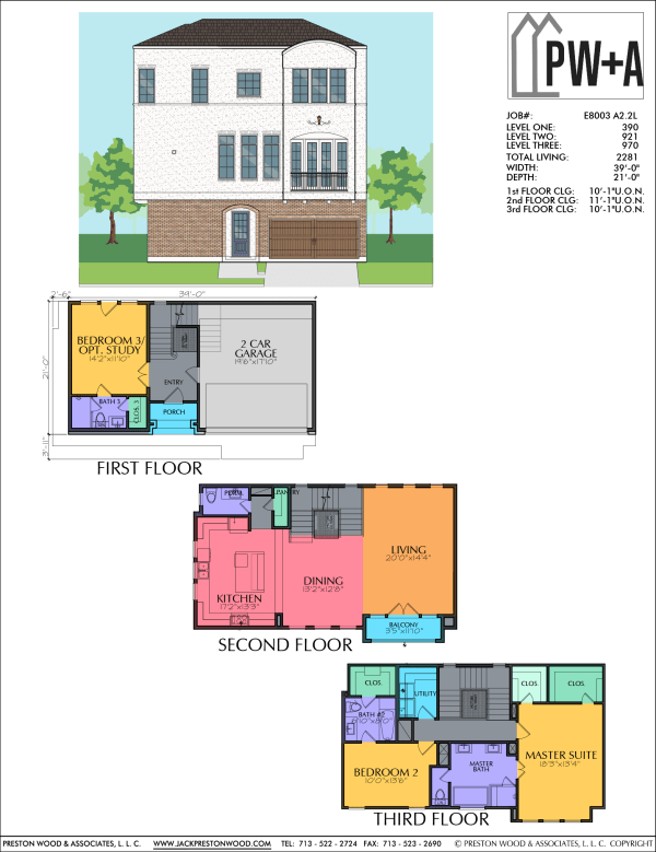 Three Story Townhome Plan E8003 A2.2