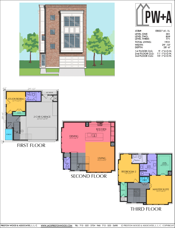 Three Story Townhome Plan E8027 A1.1