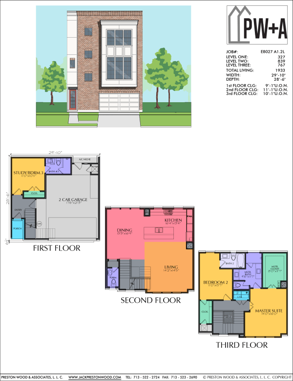 Three Story Townhome Plan E8027 A1.2