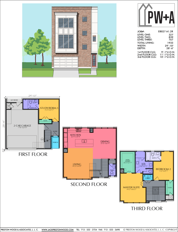 Three Story Townhome Plan E8027 A1.2