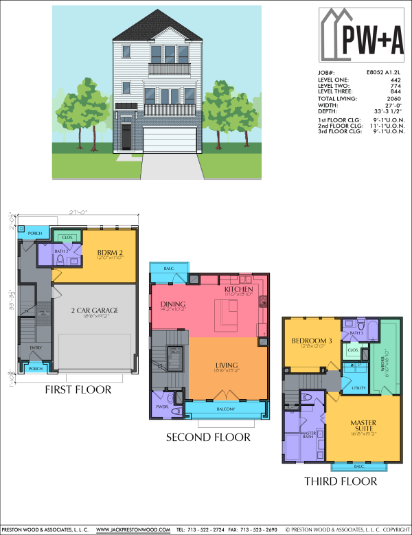 Three Story Townhome Plan E8052 A1.2