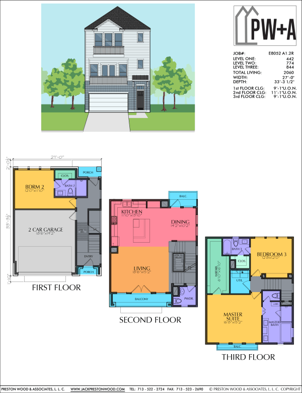 Three Story Townhome Plan E8052 A1.2