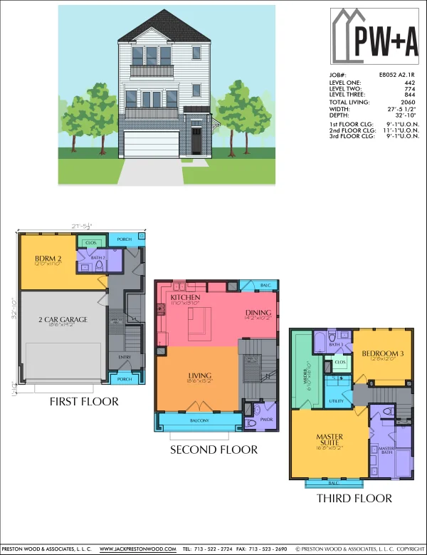 Three Story Townhome Plan E8052 A2.1R
