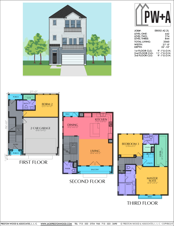 Three Story Townhome Plan E8052 A2.2