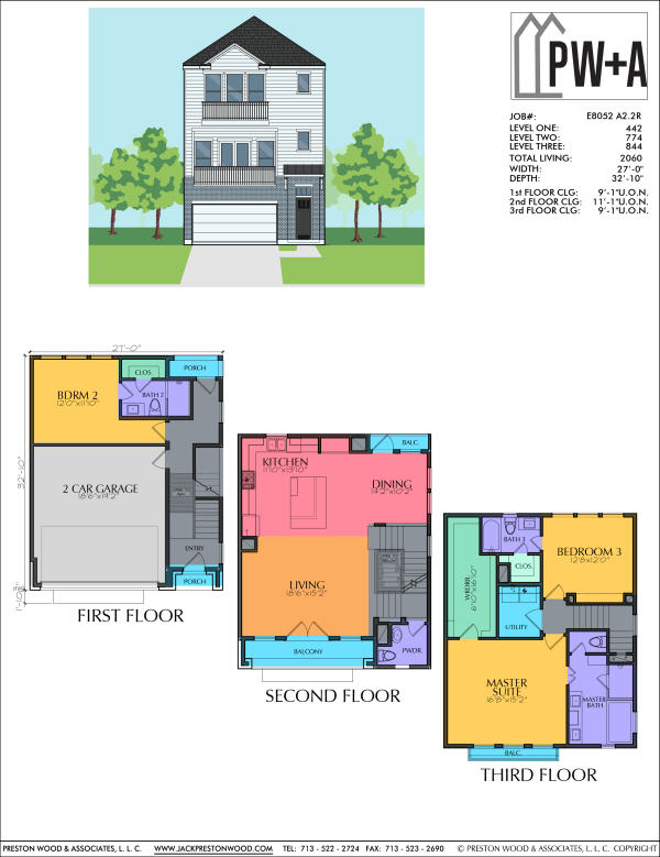 Three Story Townhome Plan E8052 A2.2