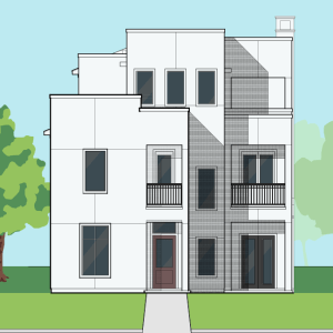 2 1/2 Story Urban Home Plan E8075